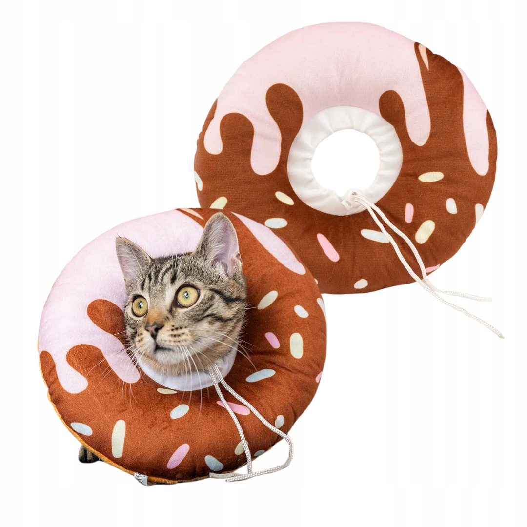 Měkký plyšový pooperační límec po ošetření pro kočky Donut Mil L
