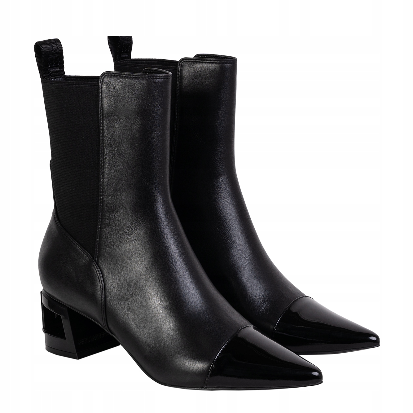 Karl Lagerfeld Černé kotníkové boty na podpatku Tetra Heel Velikost 40