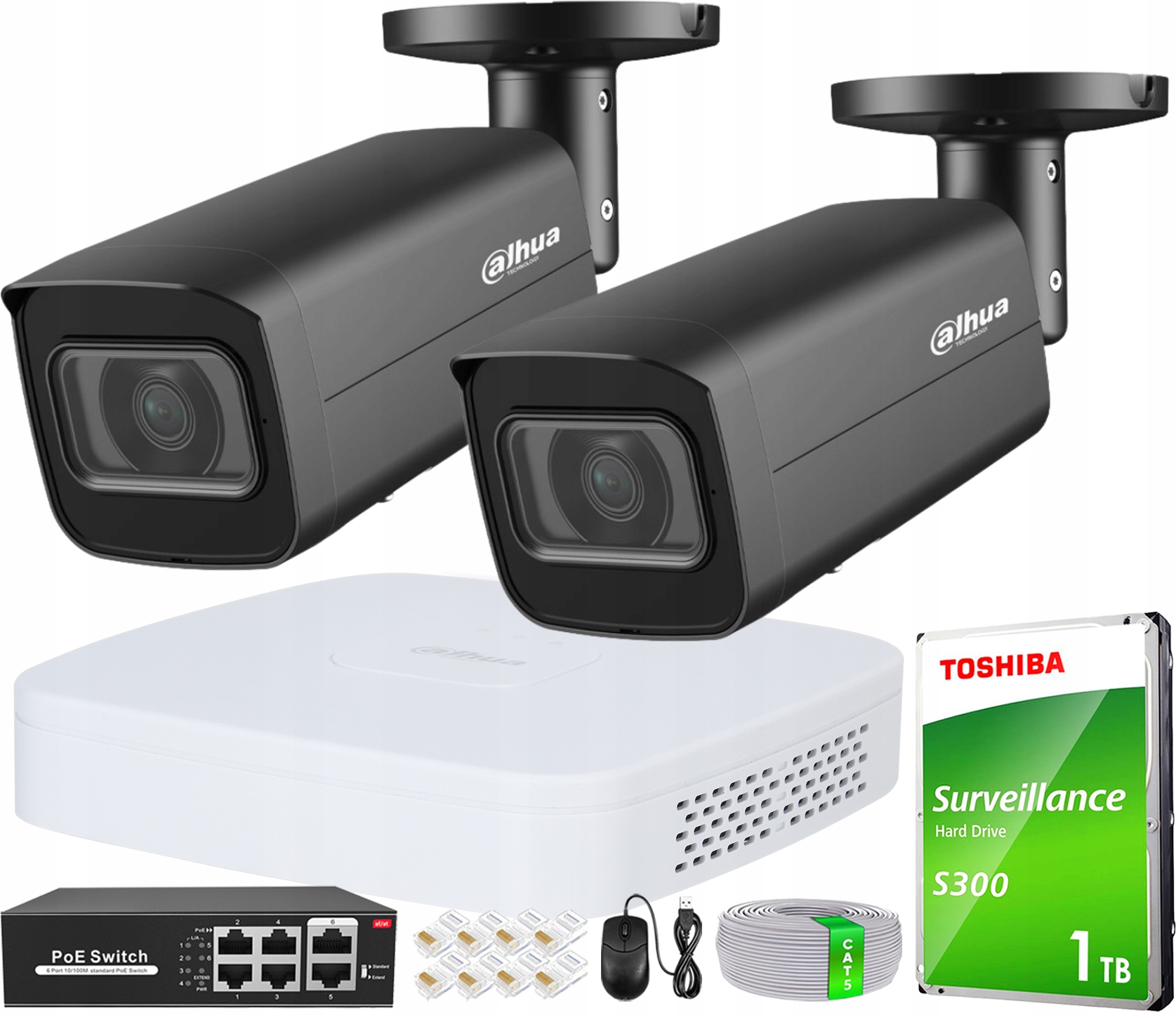 Ip monitorování Komplet 2 kamer Dahua 4Mpx Motozoom x5 IR60m Nvr 8CH Hdd 1TB