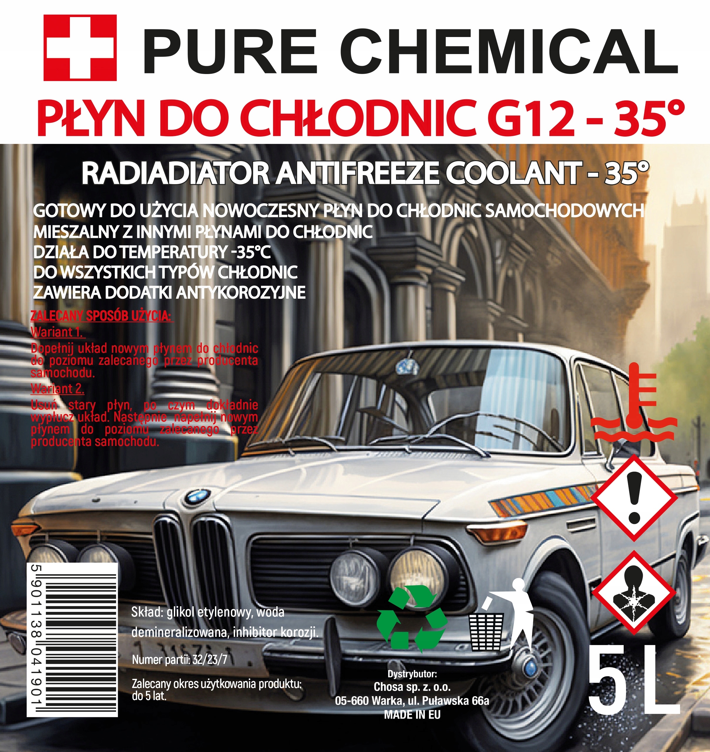 PŁYN DO CHŁODNIC G12 G12+ PŁYN CHŁODNICZY PLYN CHLODNICZY -35C 20L Producent Pure Chemical