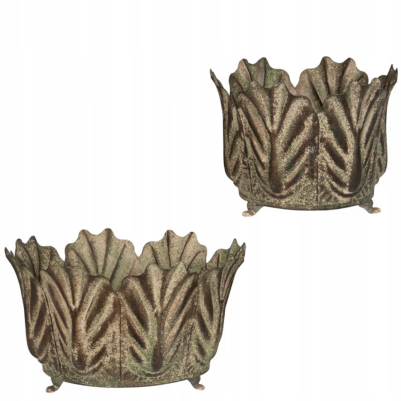 Květináč Obal Na bonsaje palmy kulatý, šedý, loftová dekorace, květináč 2 ks