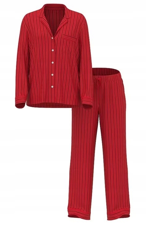 Dlouhé pyžamo z flanelu Victoria's Secret červené s pruhy Xs (s) Regular