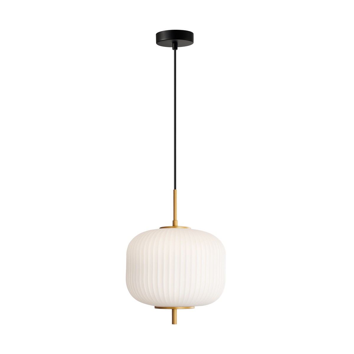 Olmeto, Moderní, dekorativní, zlatá závěsná lampa s mléčným stínidlem, E27