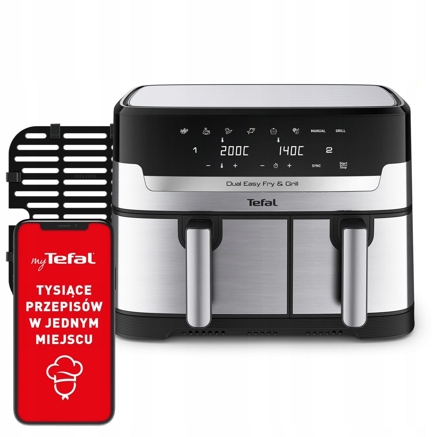 Frytkownica beztłuszczowa Tefal Grill EY905D 8.3l dwukomorowa Air Fryer