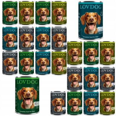 Lovdog Wild Krmivo mokré pro psy v konzervě MIX Chutí 24x400g Set