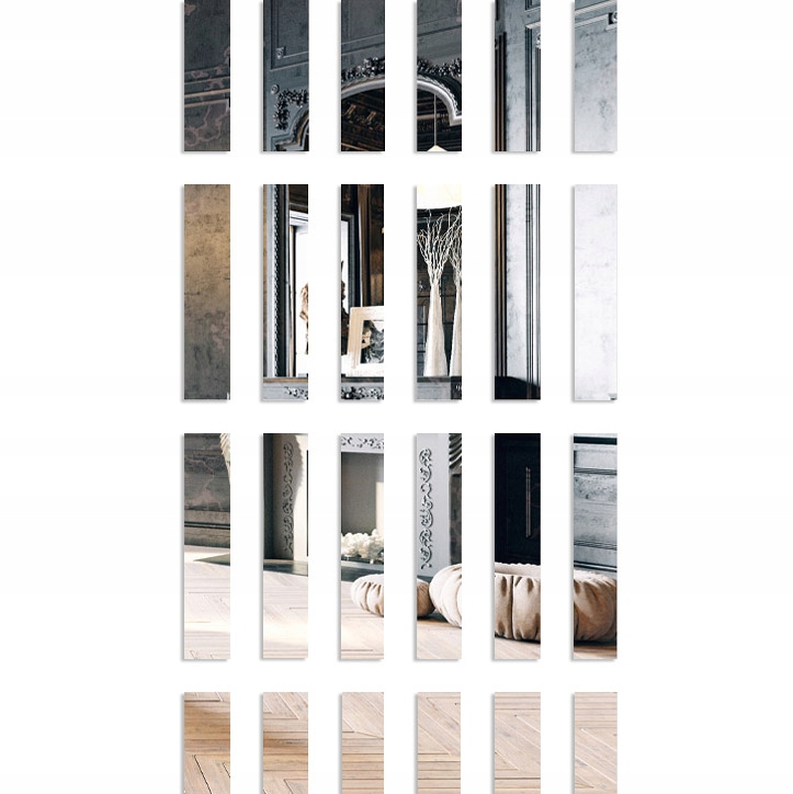 

Naklejki Ścienne Lustrzane Pasy Srebrne Lustro x10