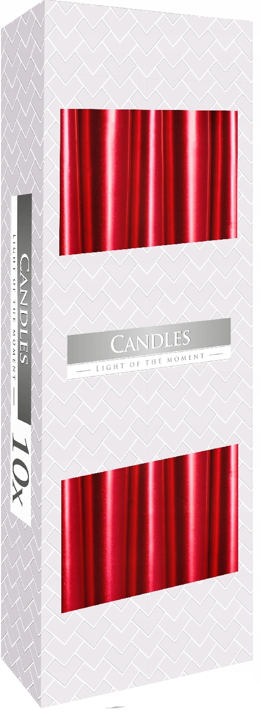 

Świece Bispol stołowe stożkowe Czerwone Metalik 10