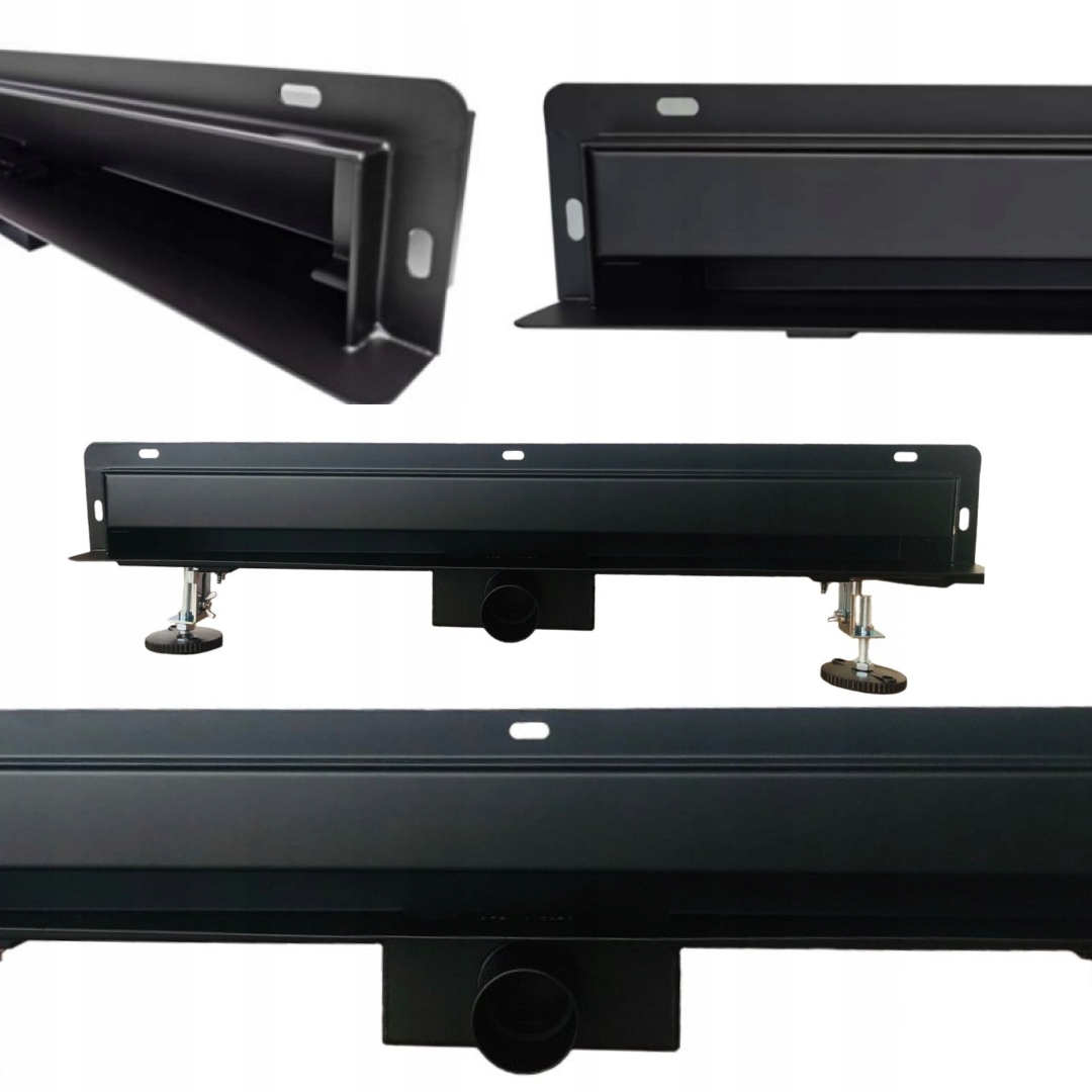 Lineárny nástenný odtok čierny 60 cm 2v1 Sifón nerezová oceľ