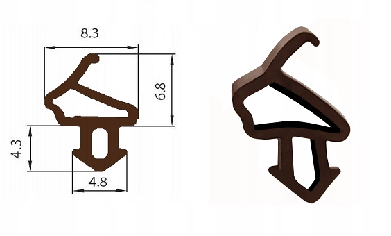 Uszczelki do okna okien okienne PCV KAL-8B ALUPLAS Kod producenta KAL-8B BRĄZ
