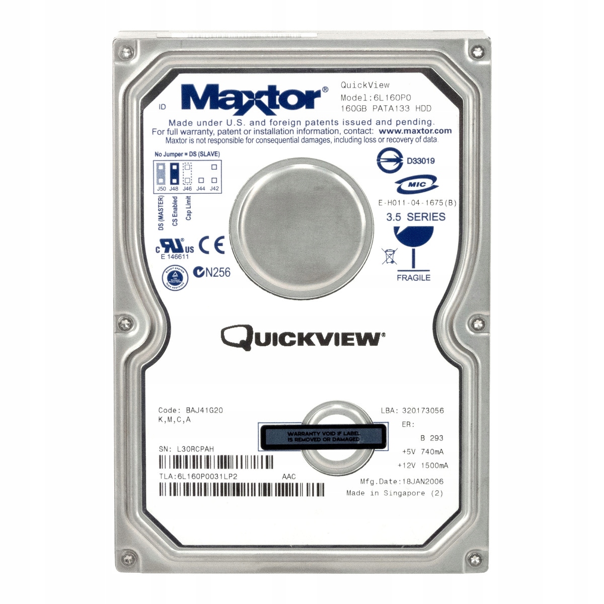 Maxtor QuickView 160 Gb 7.2K 8MB Ata 3.5'' 6L160P0