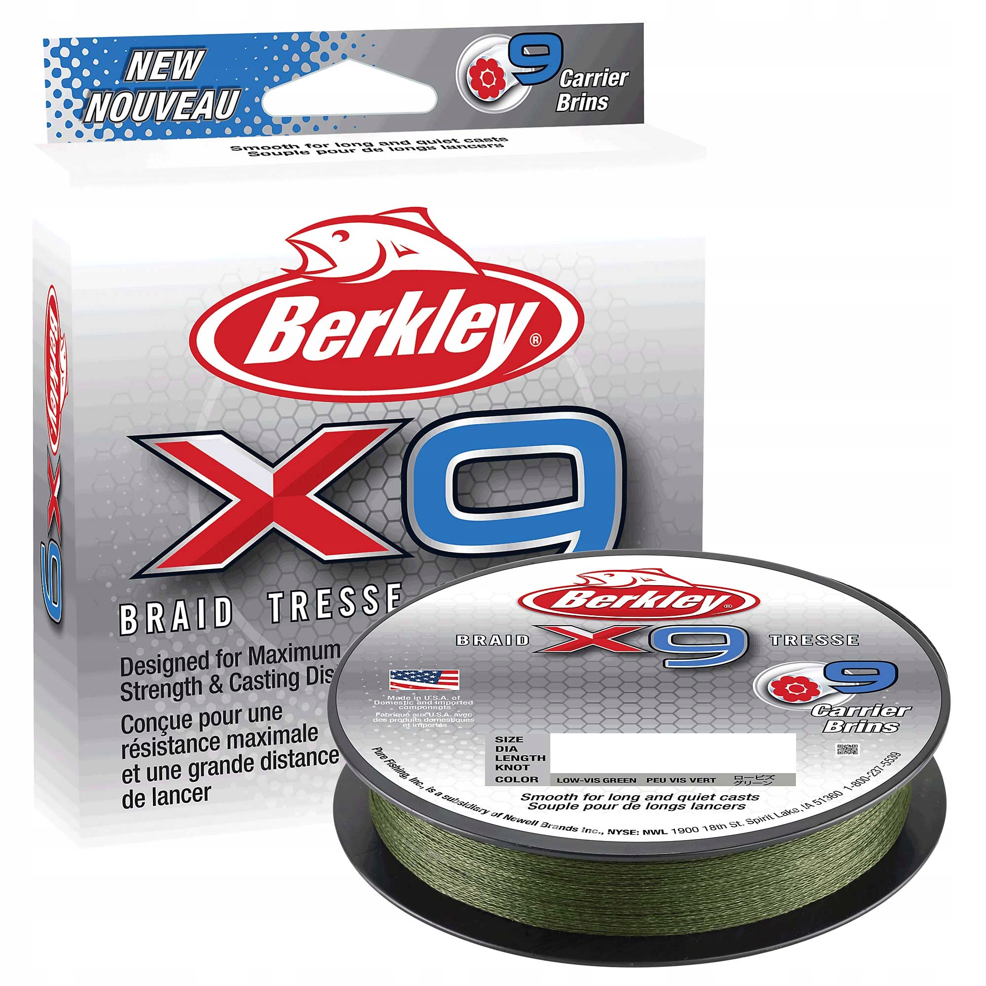 Plecionka spinningowa Berkley X9 Braid LowVis Green 0.12mm 150m 12,1kg 1szt