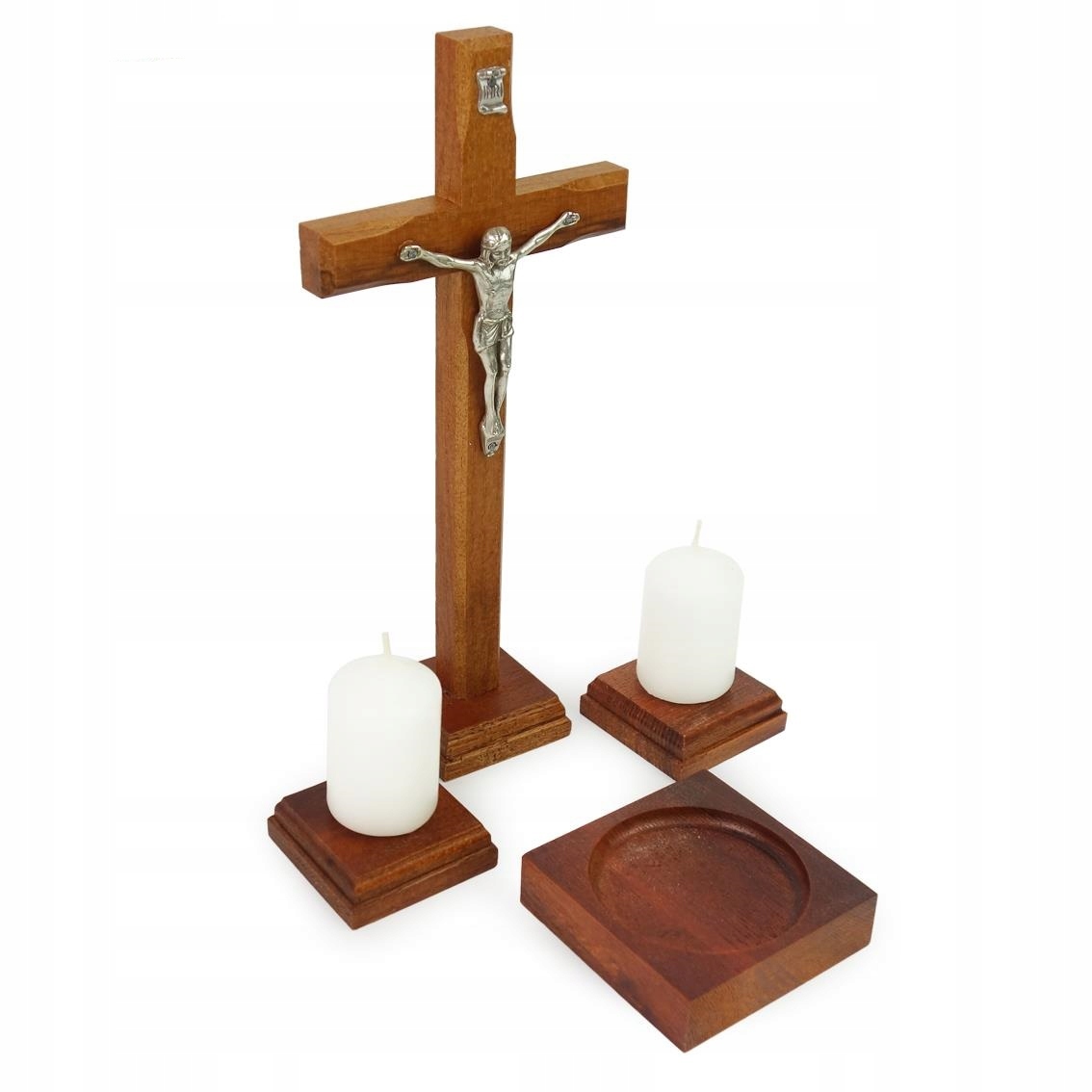 Kříž Komplet Koledová sada koleda miska svíčky Kapka Dřevo