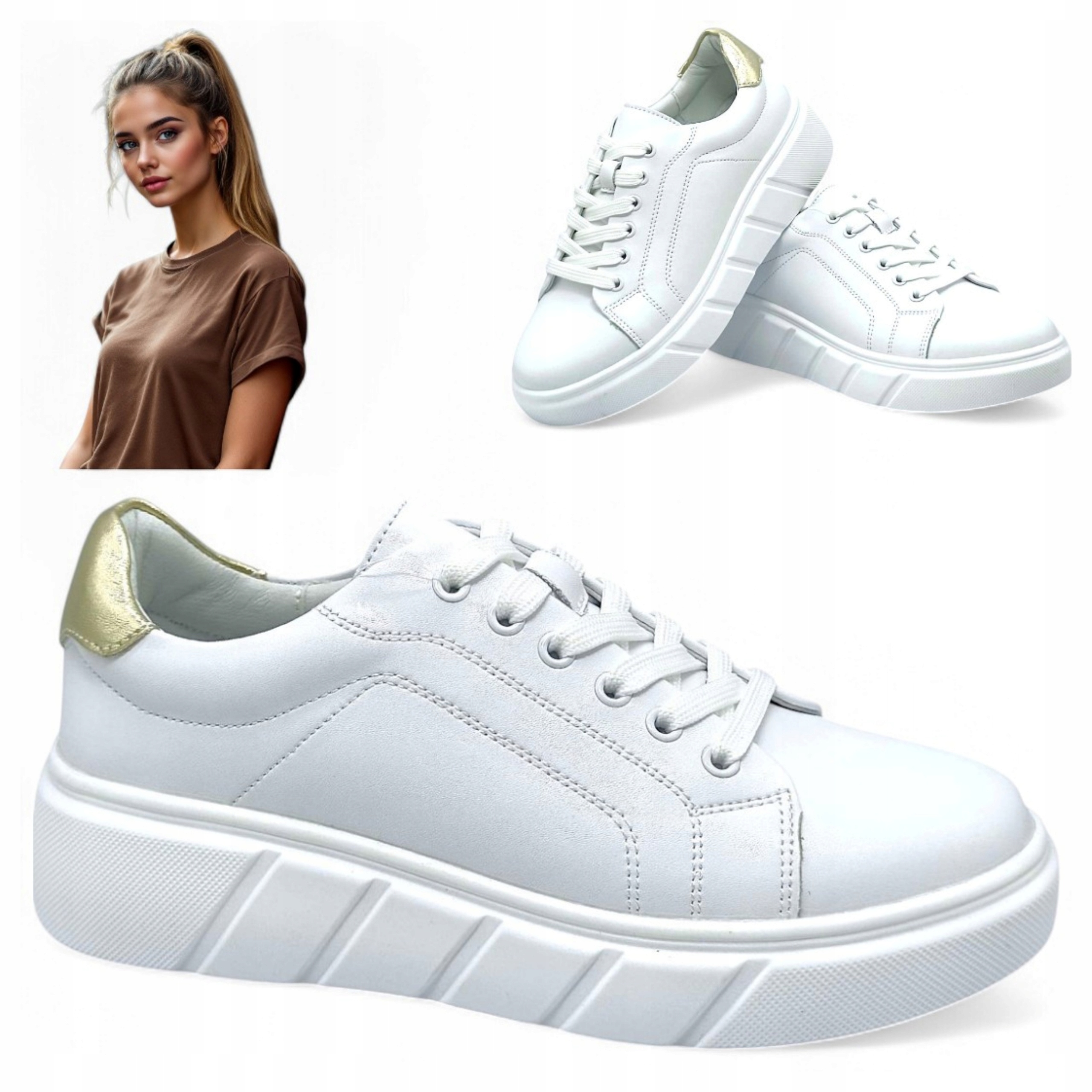 Dámské kožené boty 38 Silná podrážka Evento Tenisky Módní Jarní