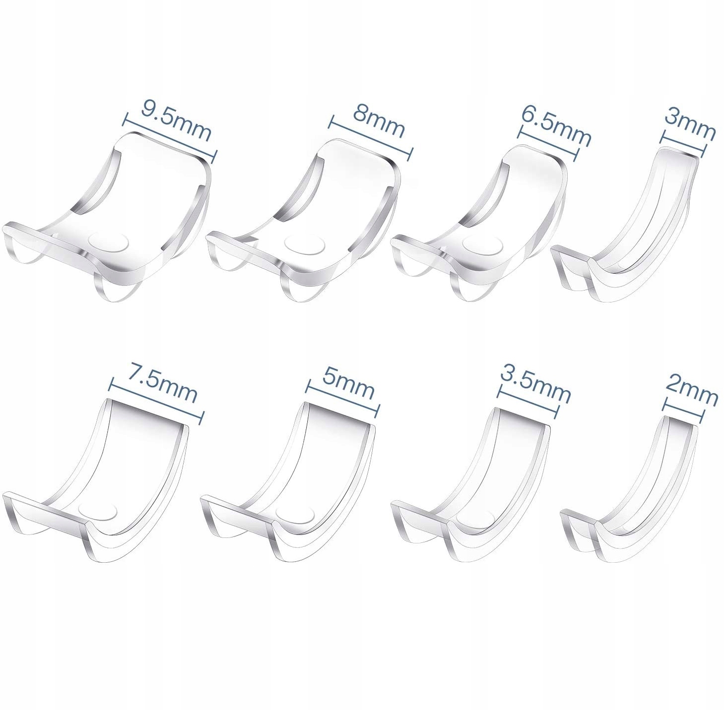 Niewidoczny regulator rozmiaru obrączki 8 szt. Szerokość 10 mm