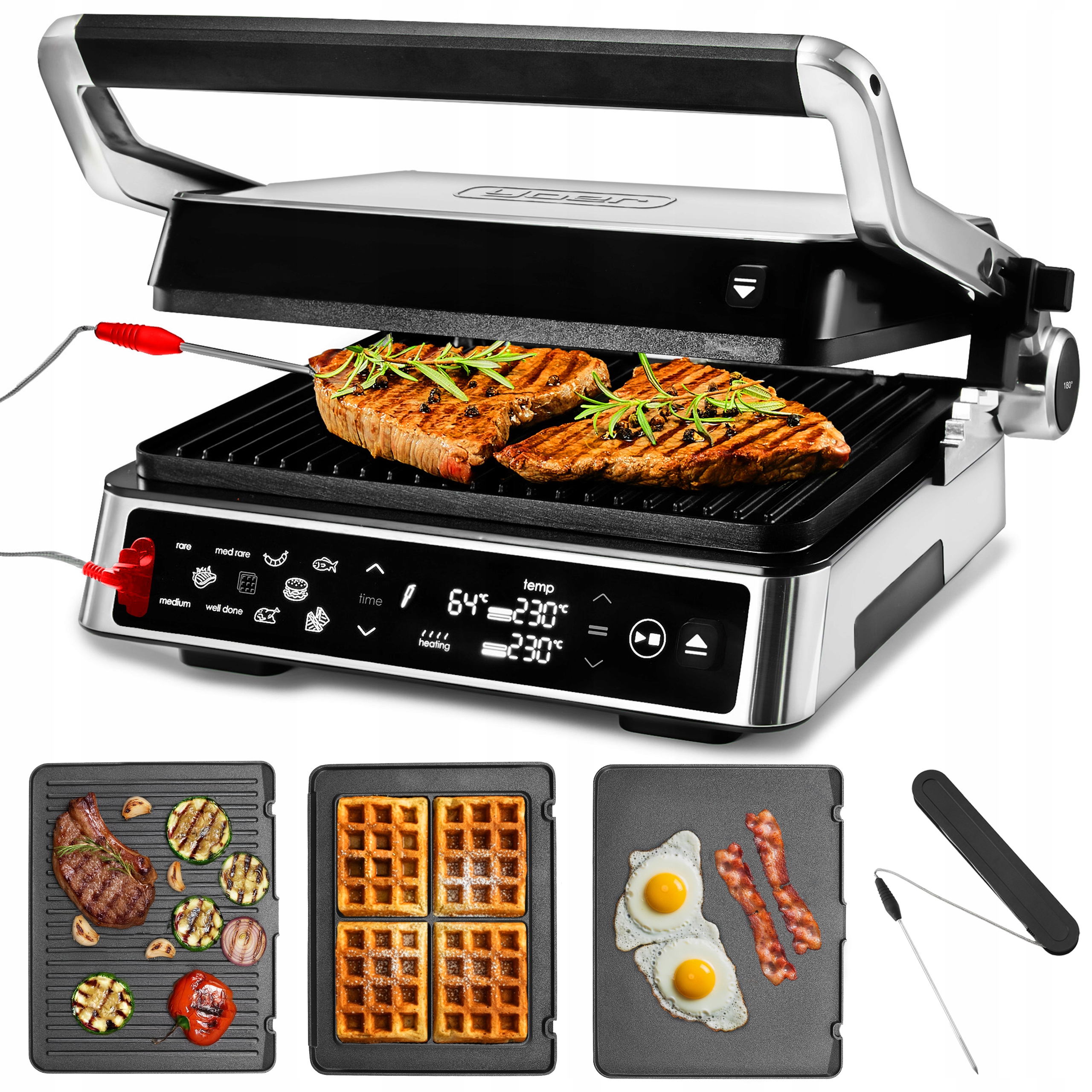 5w1 Grill elektryczny kontaktowy Yoer 2200W automatyczny +termosonda