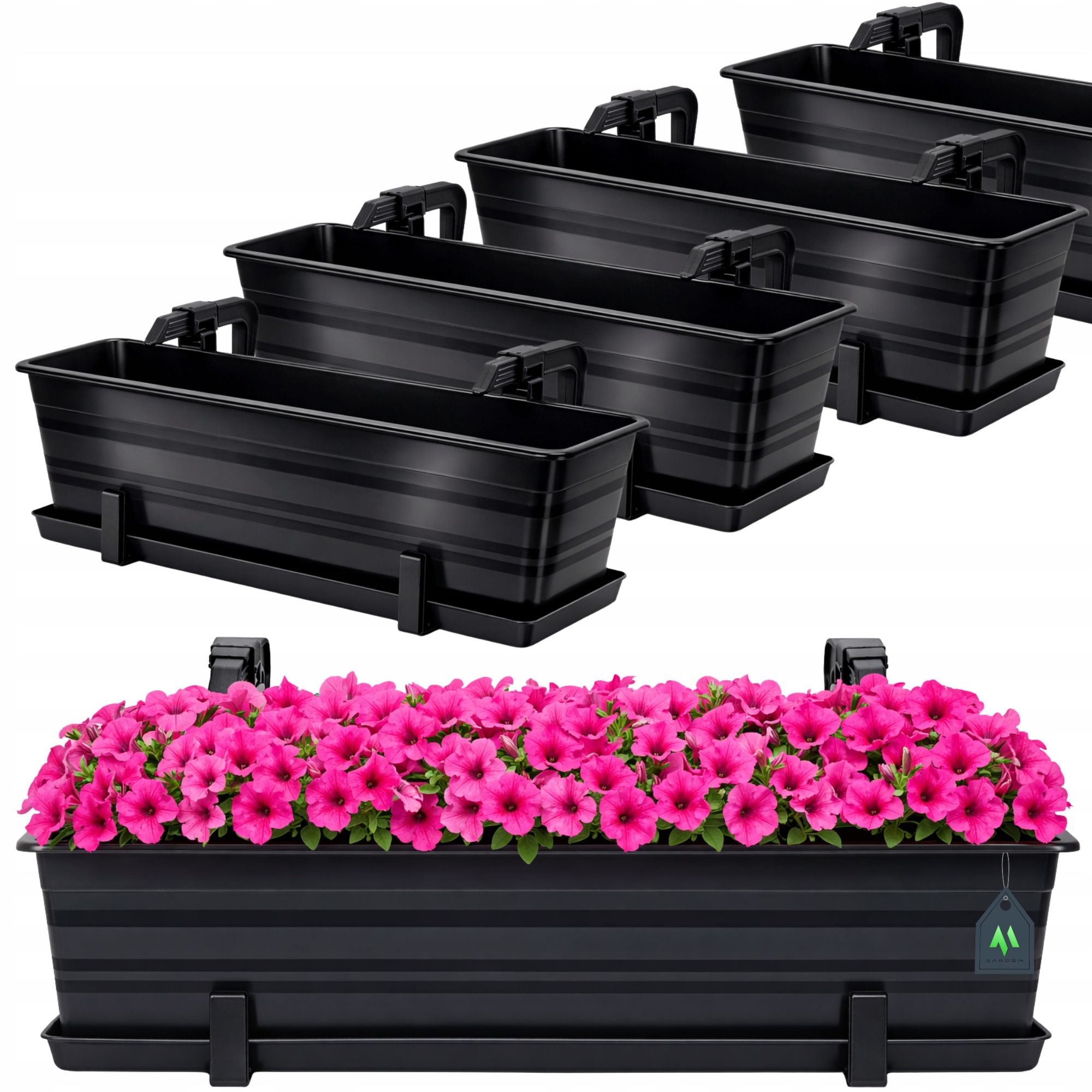 4 x Doniczka Balkonowa Skrzynka Uchwyt Donica Kwiaty Rośliny 60cm Antracyt