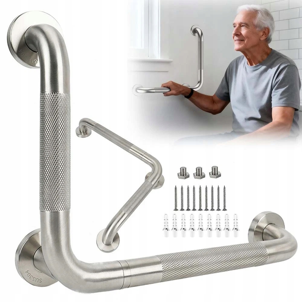 Pomocniczy Uchwyt Łazienkowy Poręcz Asekuracja Seniora Niepełnosprawnych