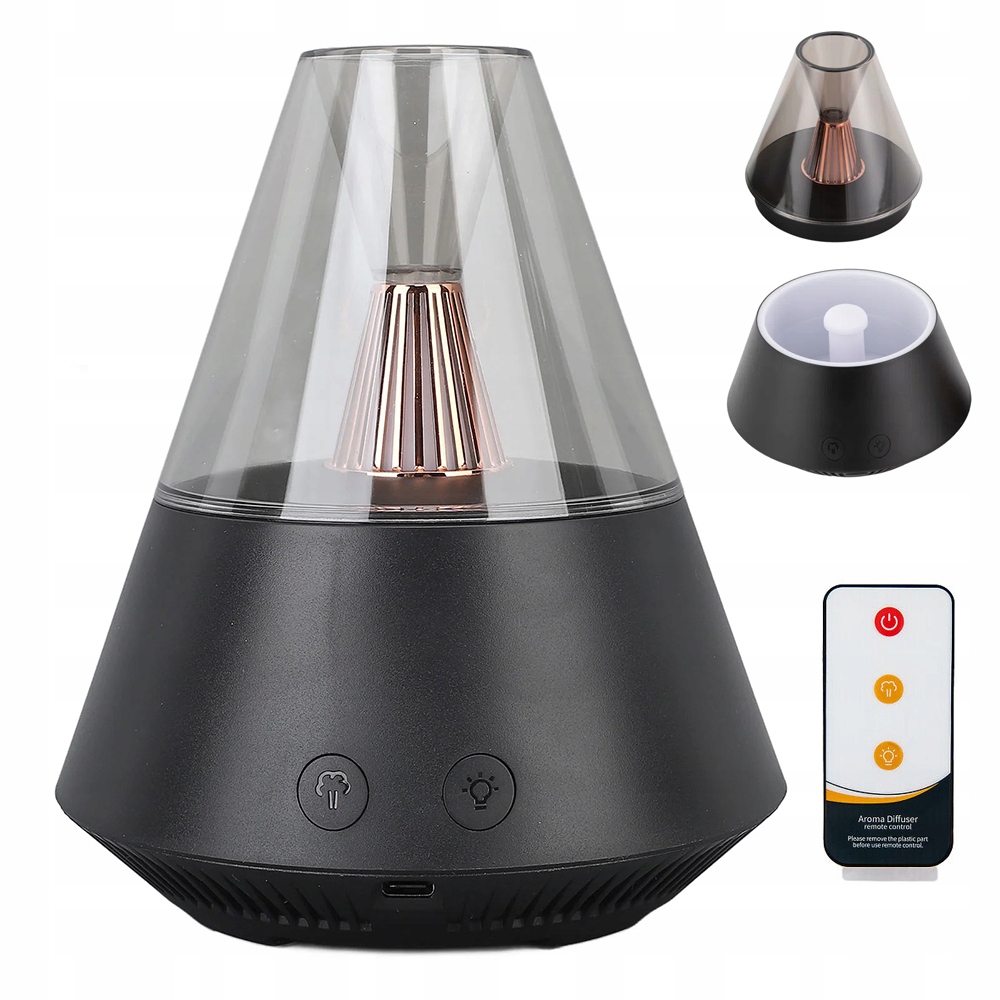 Zvlhčovač Vzduchu Noční Lampa Ke Noční Lampa Černý Volcano Led Difuzér Dárek