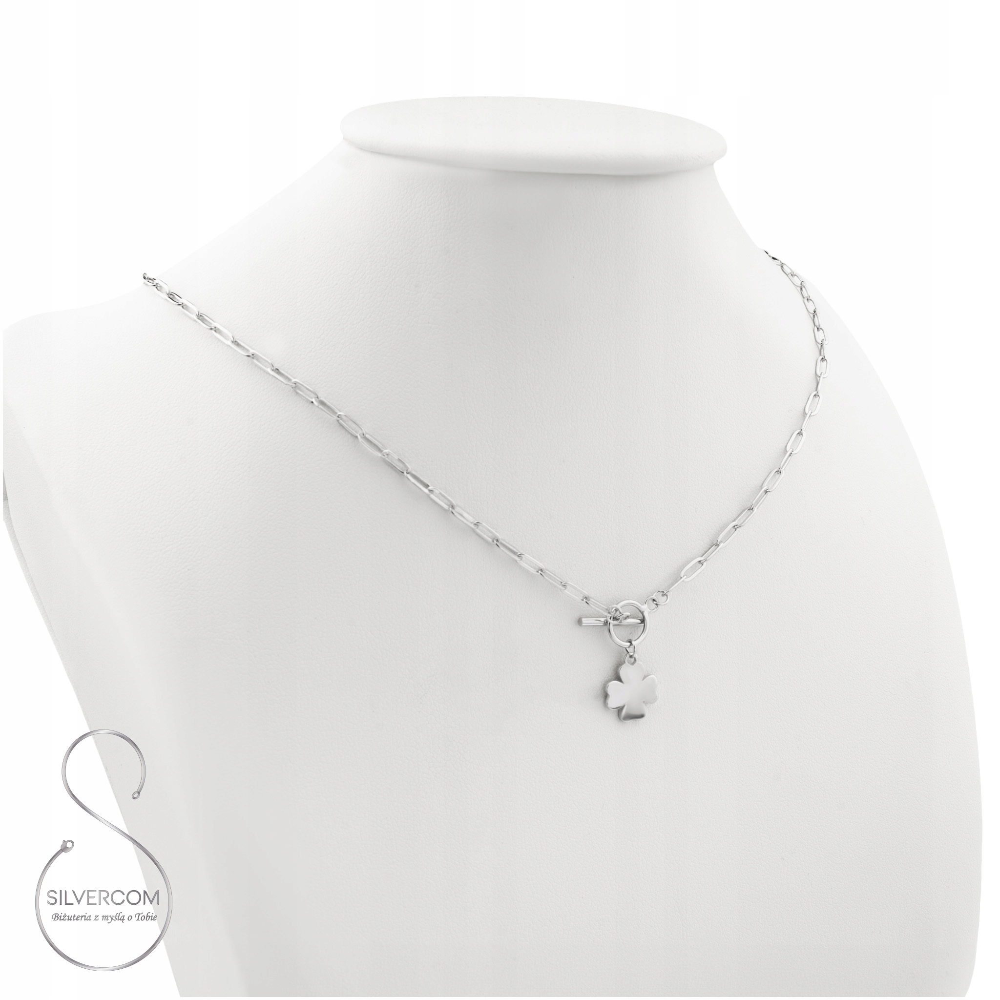 Stříbrný Náhrdelník 925 Tlustý Ankr Amulet Jetel Naštěstí Jako Dárek