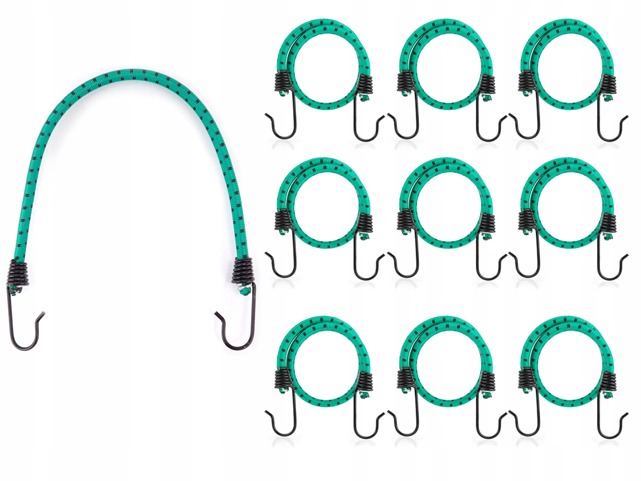 Sada 10 kusů elastických gumových lanek s háčky do zavazadlového prostoru 200 cm