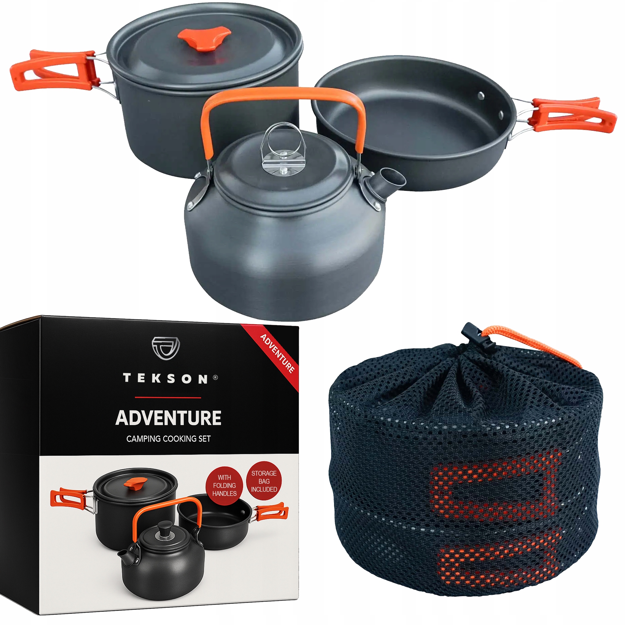Sada 3 Kompaktních Turistických Hrnců Adventure Tekson V Batoh