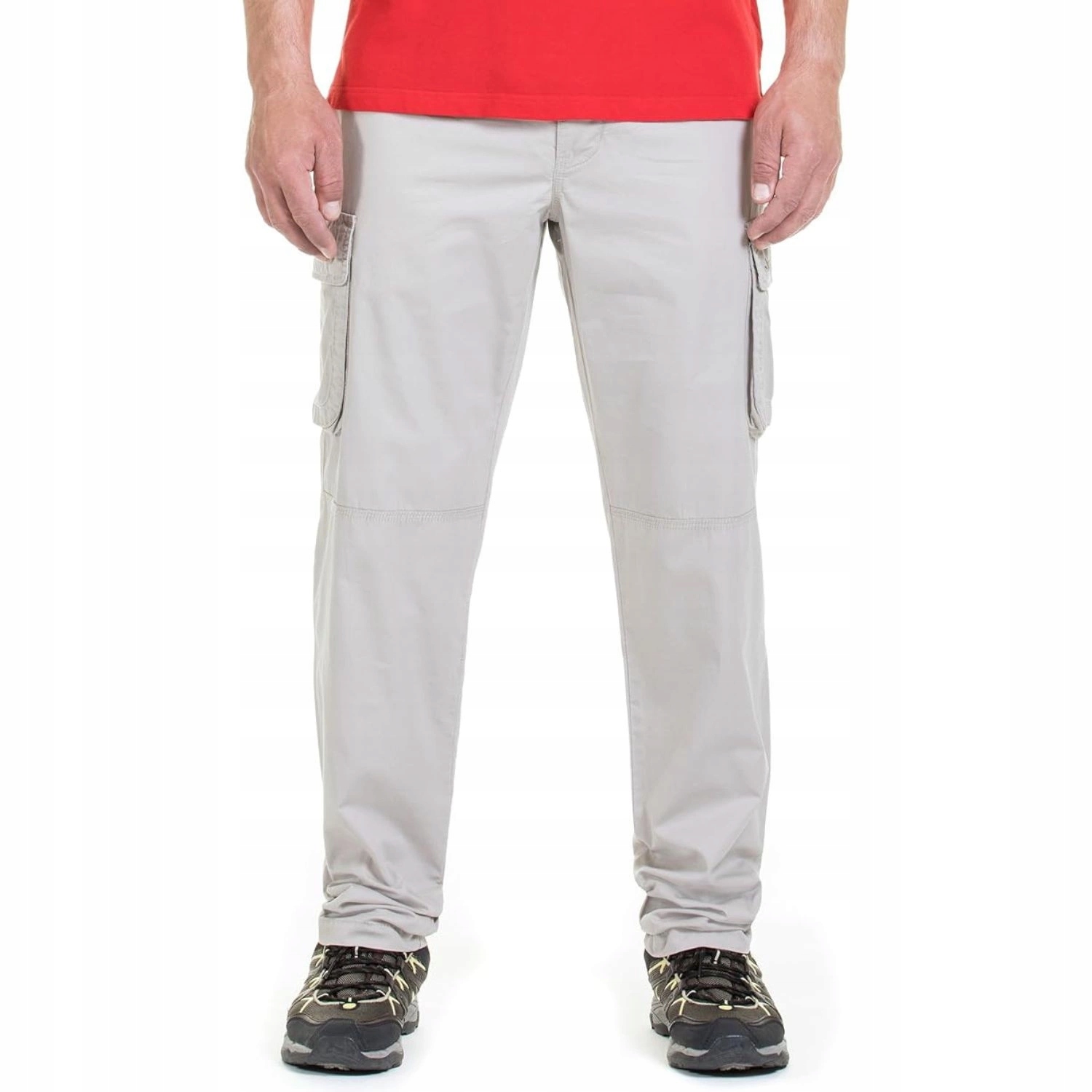 Jednoduché kalhoty Jeep cargo pánské pohodlné bavlněné béžové vel. 52