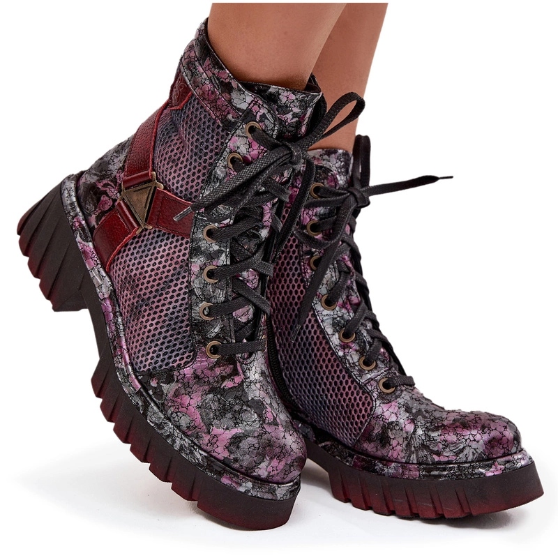 Kotníkové Boty Workery Přírodní Kůže Zip Maciejka 07072-23 Bordové 38