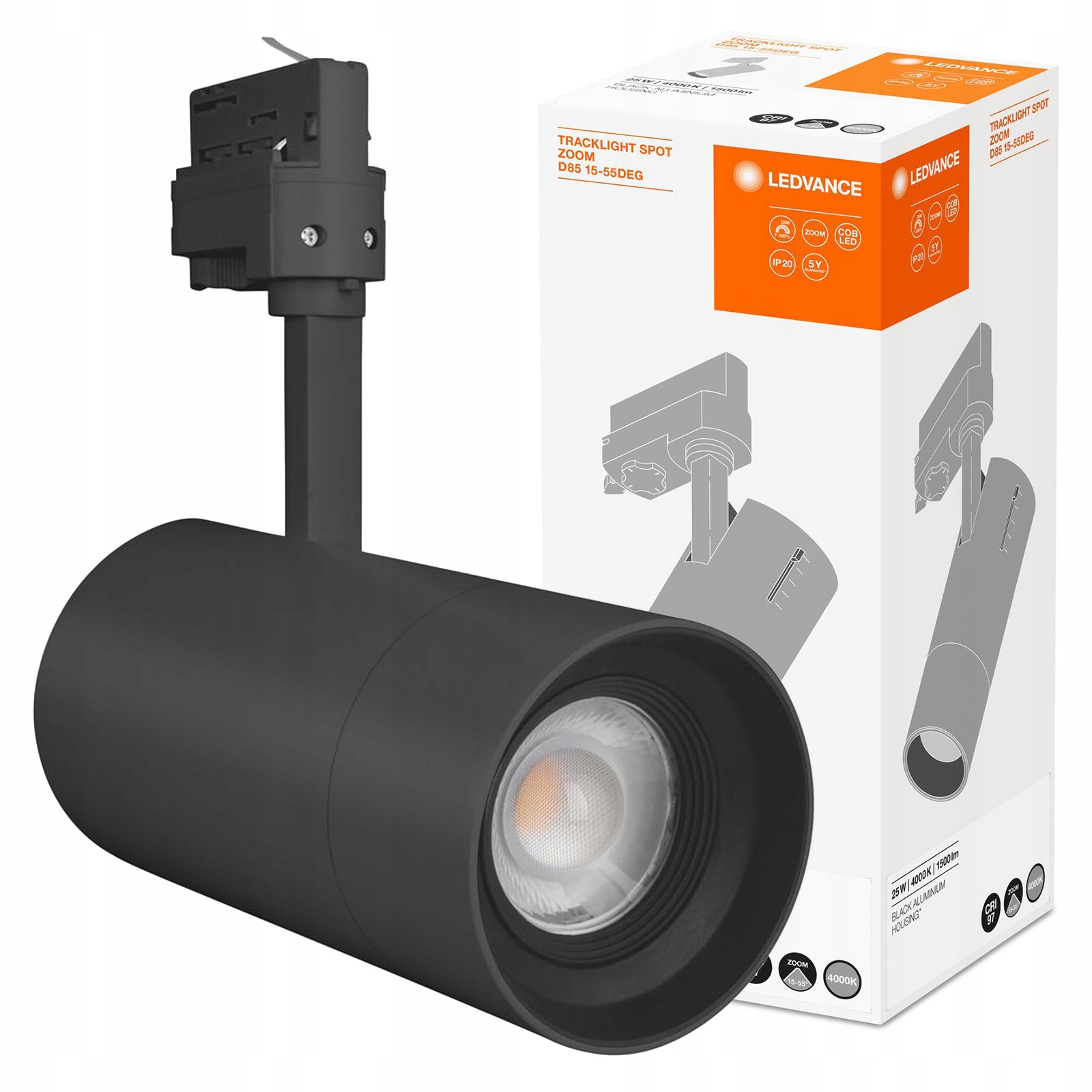 Led svítidlo Reflektor kolejnicový 25W 1500lm 4000K 3-fázový, nastavitelný