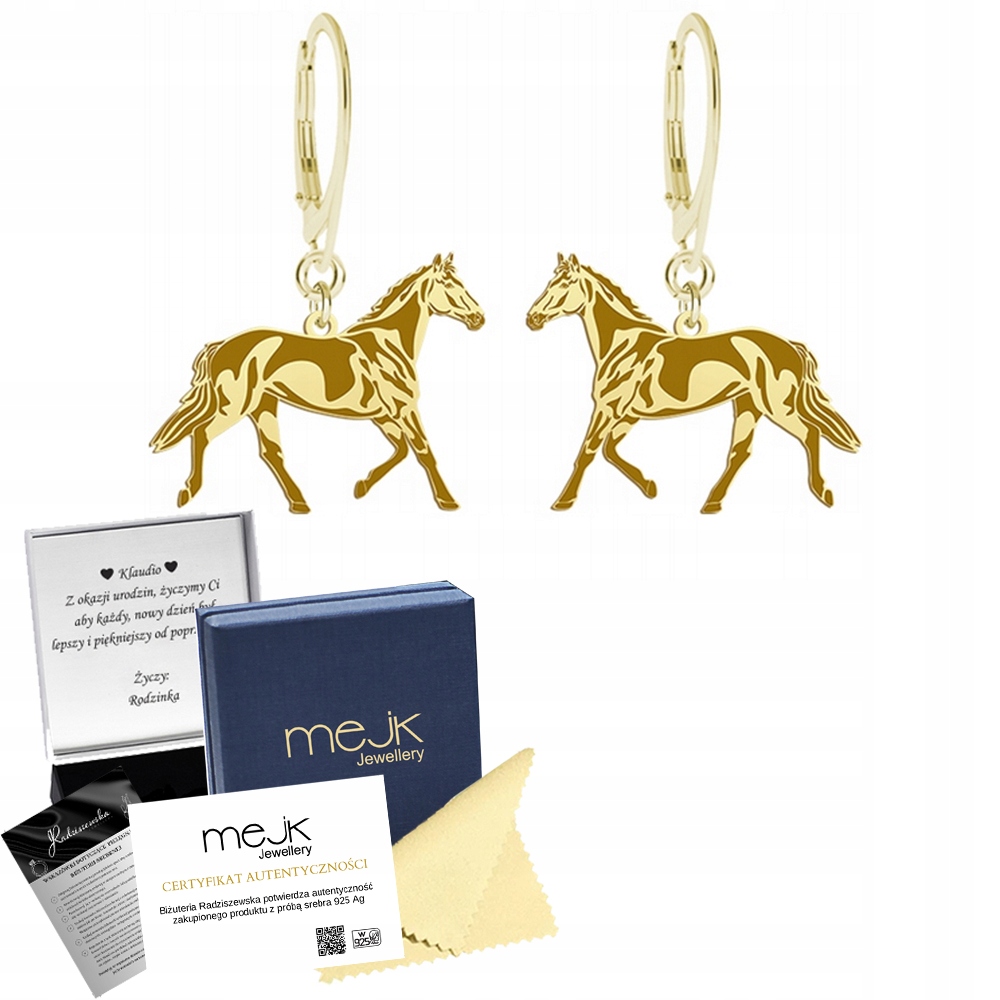 Náušnice Zlaté s Trakenským koněm 925 Šperky Žena Dárek Gravírování