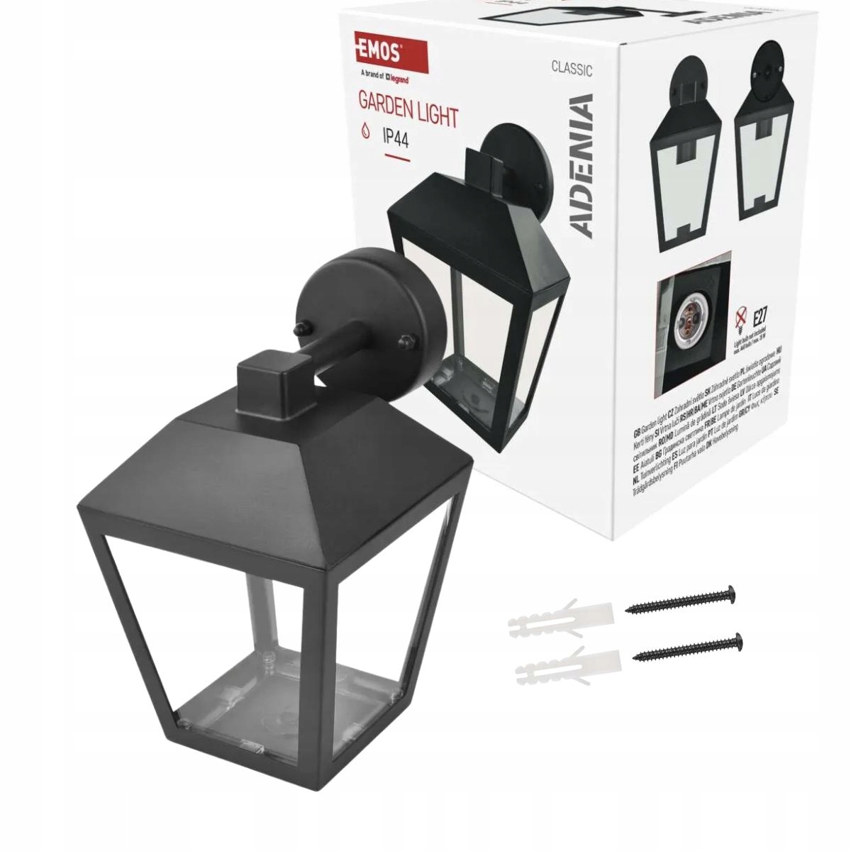 Spodní fasádní svítidlo Venkovní retro lampa černá Adenia Emos