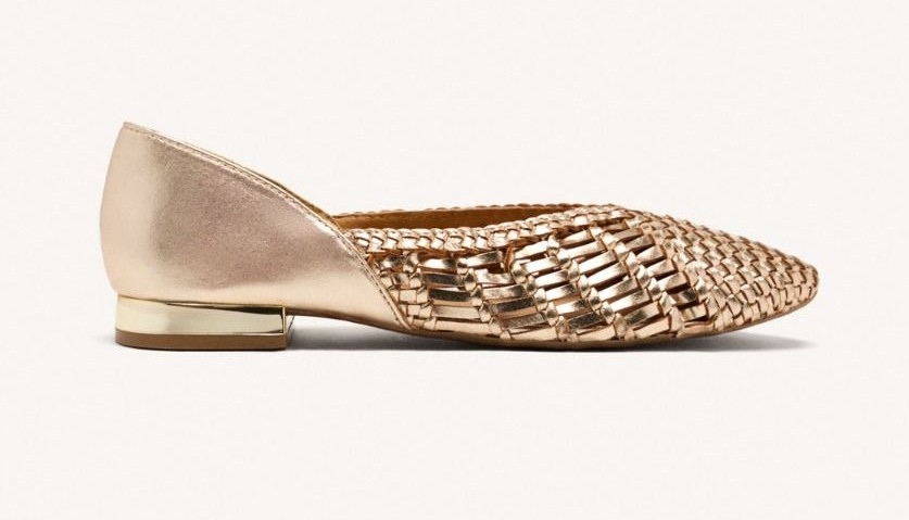 Dámské kožené baleríny na podpatku zlaté Gioseppo 75449 r36