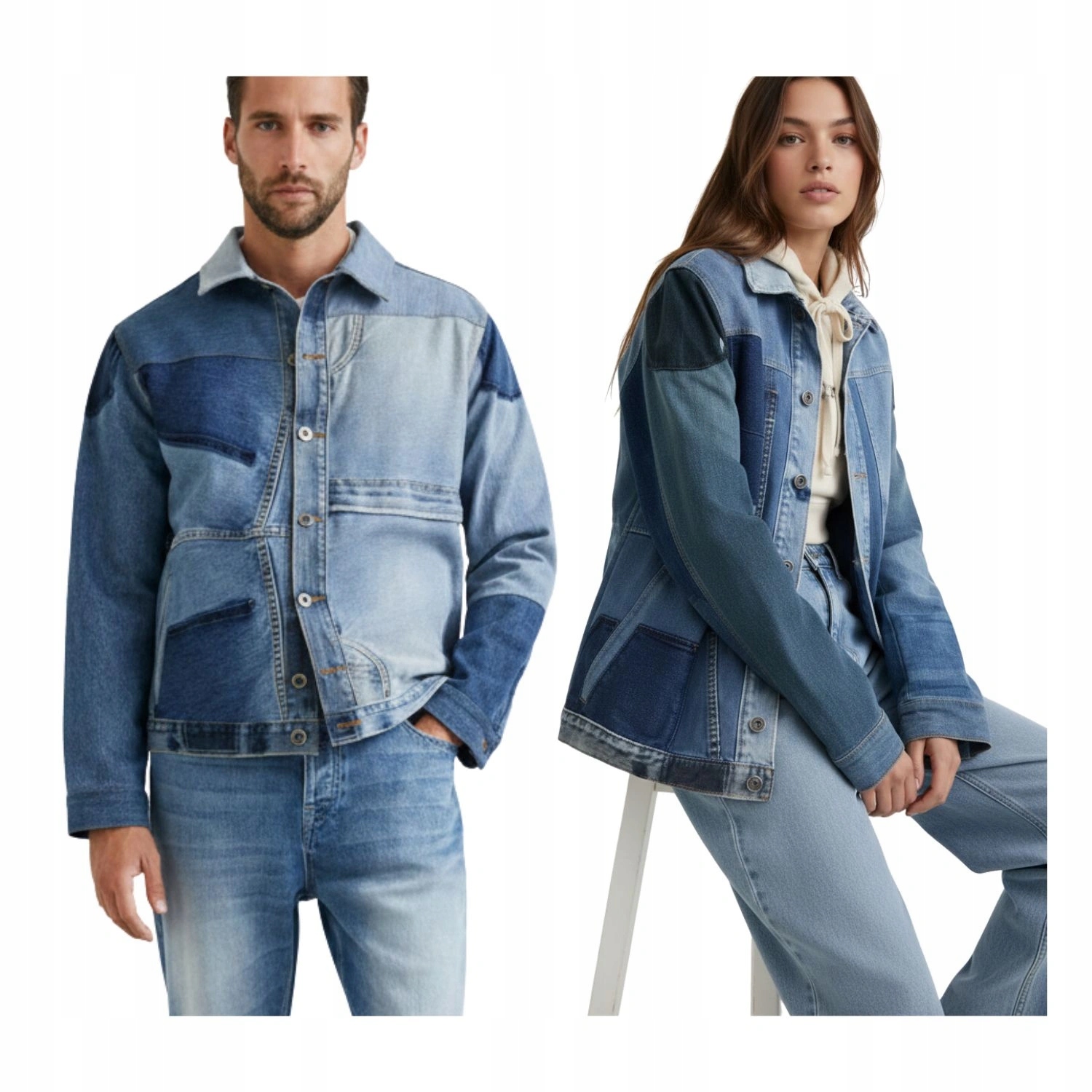 Unisexová džínová bunda Desigual oversize patchworková vel. S