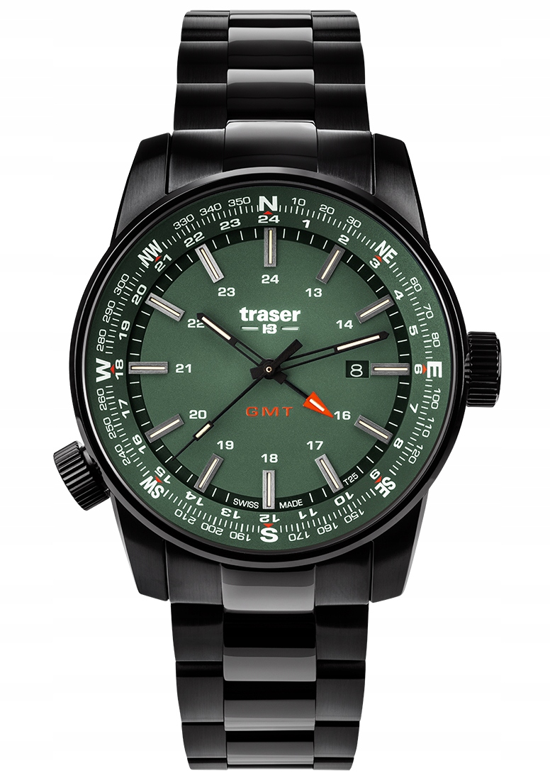 Nové Originální Pánské Hodinky Traser TS-109525 černé P68 gravírování datového boxu