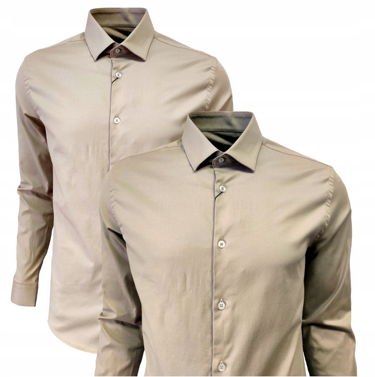 

Koszula klasyczna wizytowa beżowa Slim-fit XL