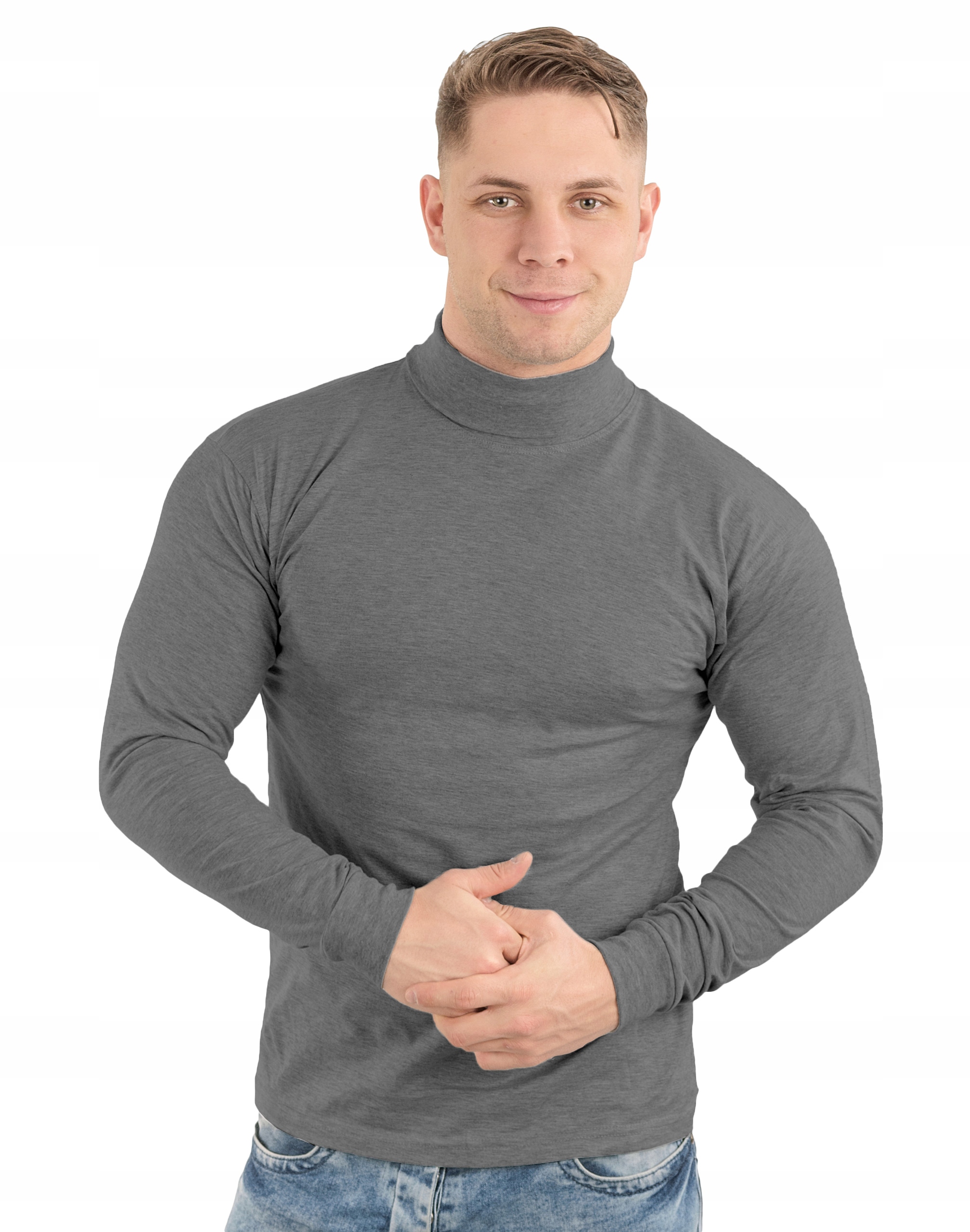 Elegancki Sweter Golf Męski Golfy WXM r XXL szary