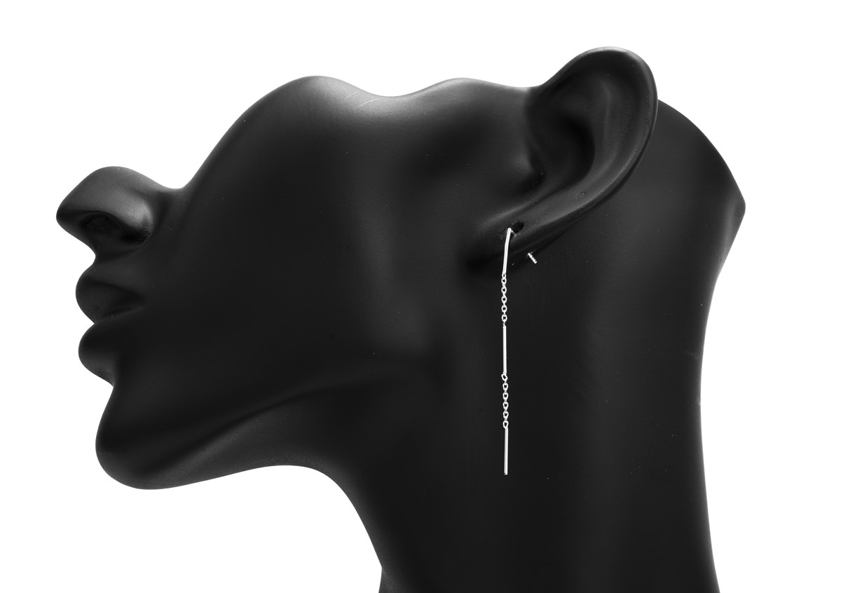 

Kolczyki srebrne linie kreski glamour łańcuszek