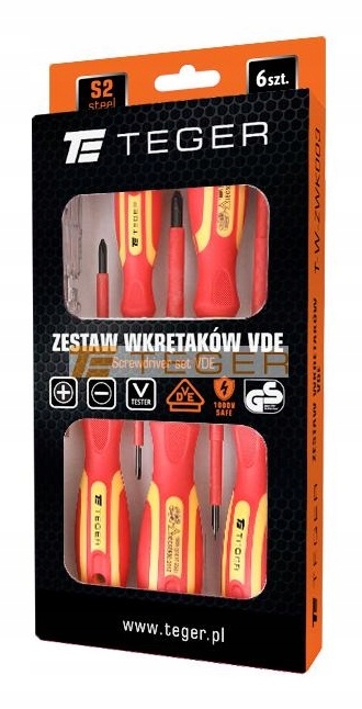 Zestaw wkrętaków VDE 6 szt. TEGER Kod producenta T-W-ZWK003