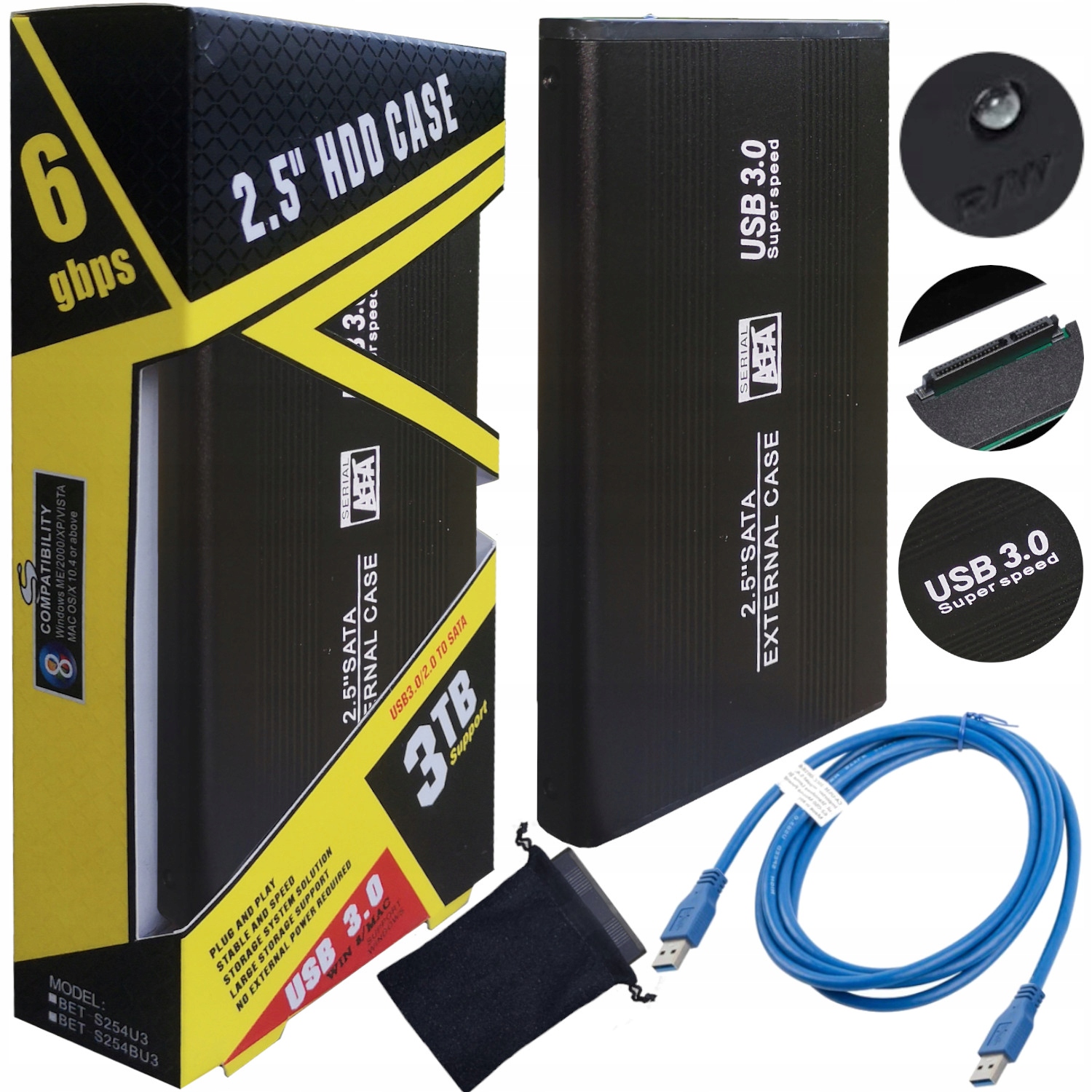 

Obudowa dysku Solidna Hdd 2,5 kieszeń Sata Usb 3.0