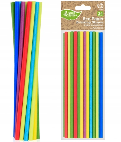 RURKI SŁOMKI PAPIEROWE EKO ECO kolorowe 24szt Materiał papier