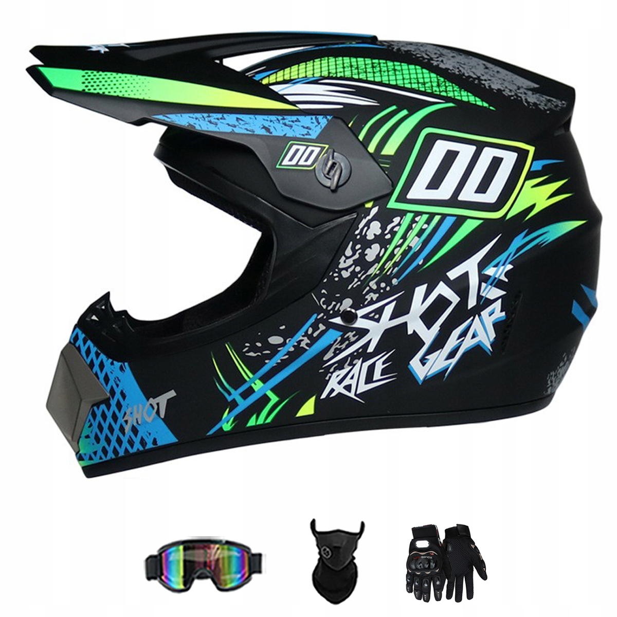 Motocyklová Přilba Crossová Lehká Enduro Quada Brýle Rukavice Maska L