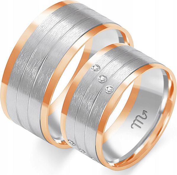 Růžové zlaté snubní prsteny moderní 585 r 35 36 37 módní svatební kolekce 14k