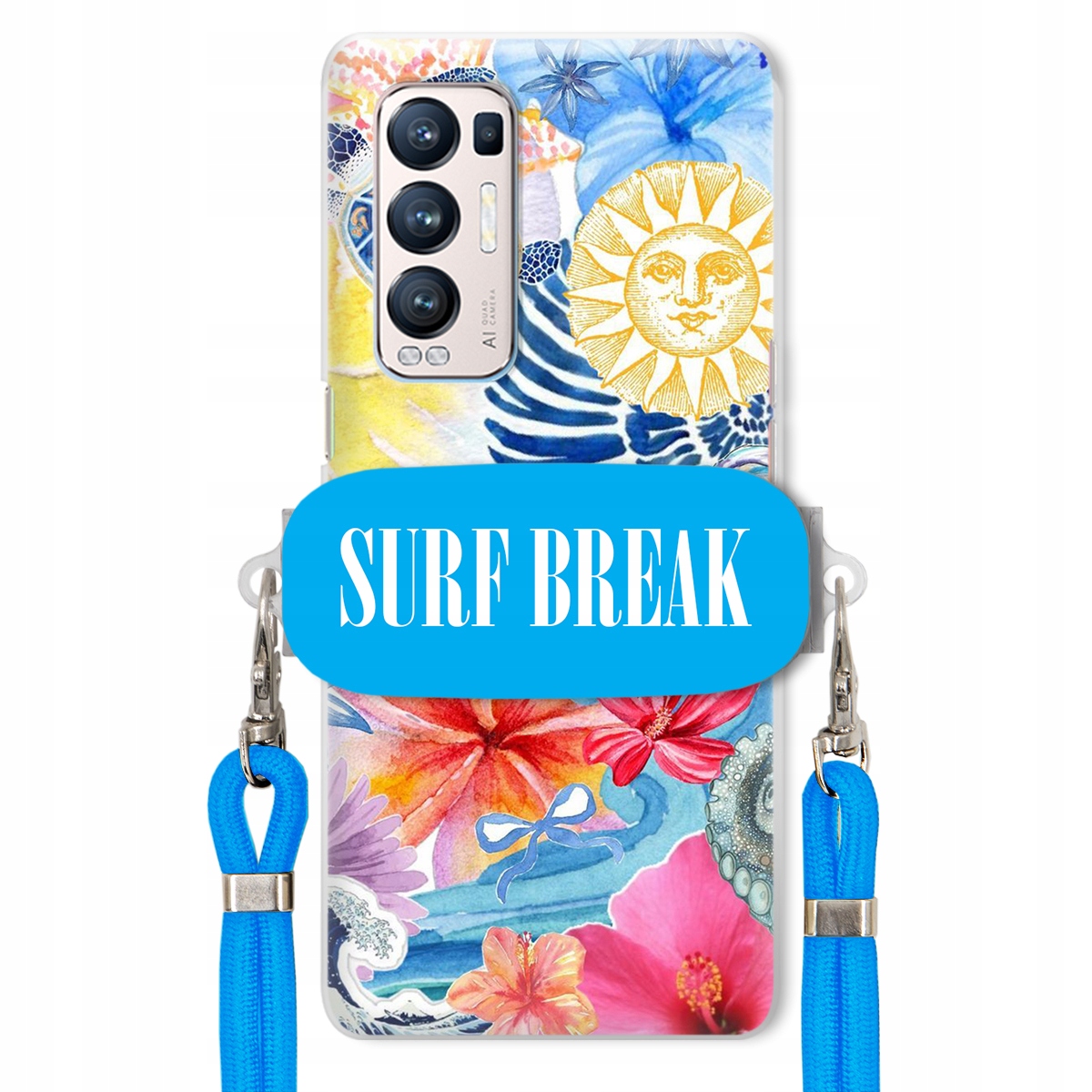 Pouzdro pro Oppo Reno 5 Pro Plus 5G Vodítko Crossbody Blue Držák Surf Break