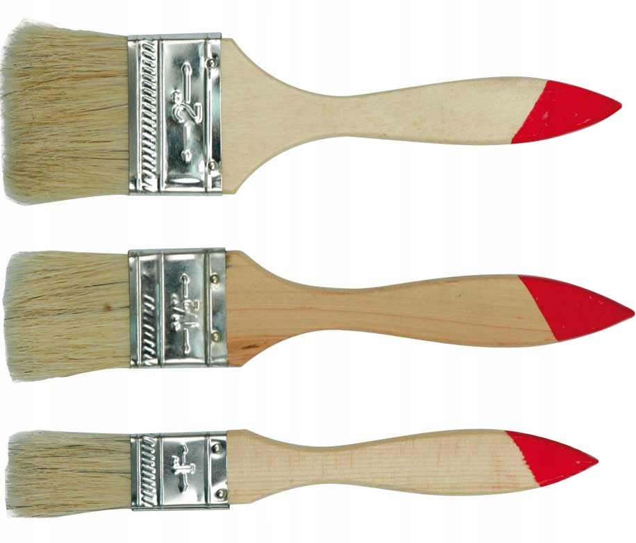 Zestaw pędzli malarskich 3 szt. 1"-1,5"-2" – płaskie, angielskie, drewno