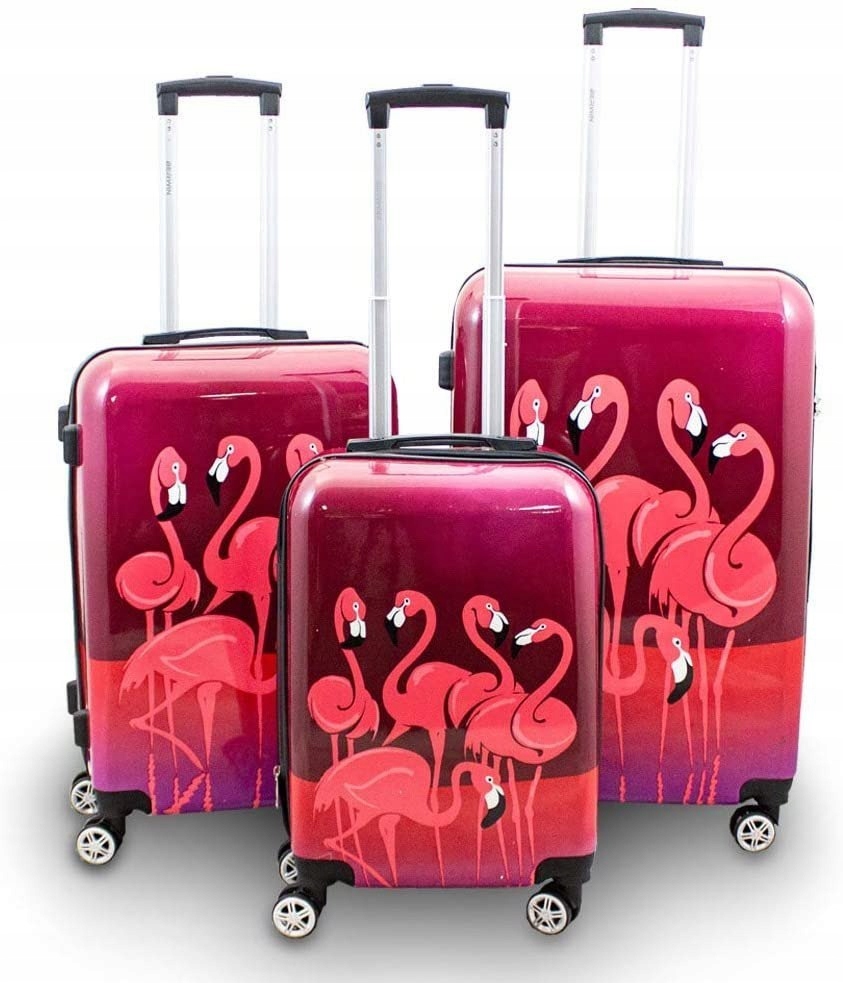 ZESTAW KOMPLET NOWOCZESNYCH WALIZEK 3D PODRÓŻNYCH M L XL WALIZKI FLAMINGO Głębokość (krótszy bok) 30 cm