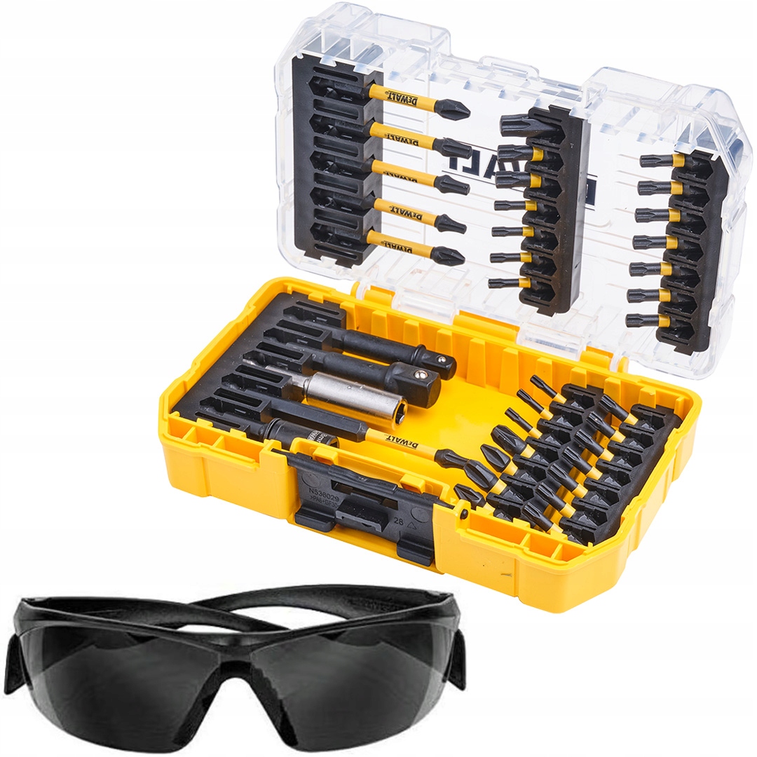 Sada 38 bitů 1/4" úderových nástavců Extreme DeWALT DT70733T brýle