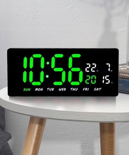 ZEGAR ŚCIENNY ELEKTRONICZNY CYFROWY DUŻY KALENDARZ N Cechy dodatkowe cyfrowy wyświetlacz termometr