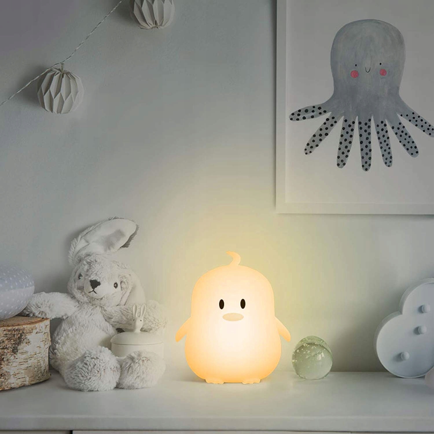 GLINRUI Lampka Nocna Silikonowy Pingwin 9 Kolorów Dla Dzieci Sypialnia — miniatura 8