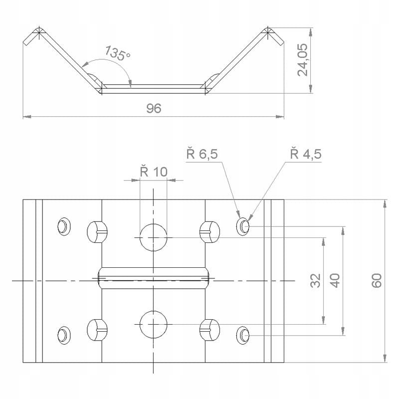 Obejma do oskrzyń stołów ław, fi 10 + mocowania Kod producenta OB-04-OBEJMA L-32MM-Zestaw