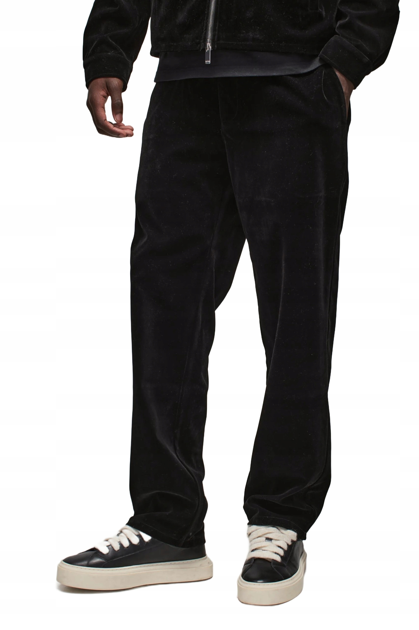 Boohooman Pánský Velurový Komplet Černý Bez Vzoru M Z3A