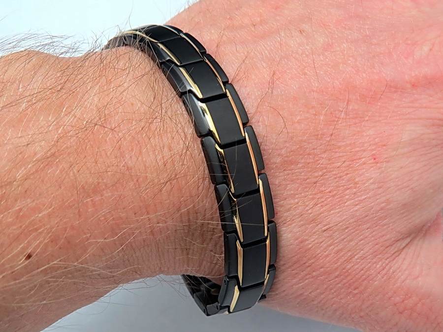 CZARNA ZDROWOTNA BRANSOLETA MĘSKA MAGNETYCZNA MOC BOSTON JEWELLERY ORYGINAŁ Cechy nie zawiera niklu regulowana długość